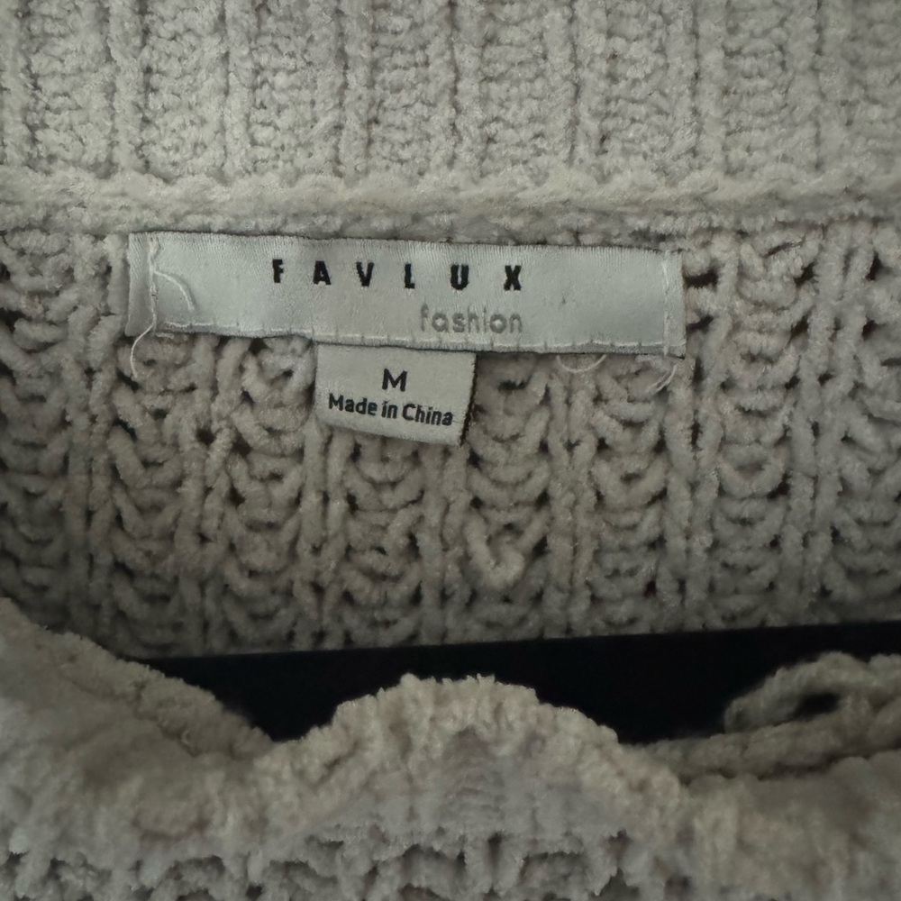 Cropped Beige Waffle Knit Sweater - Picture 2 of 3